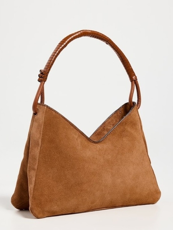 STAUD Handbags - STAUD Valerie Suede Shoulder Bag in Tan NWT